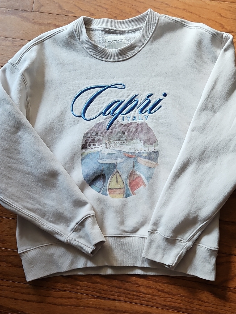 Abercrombie & Fitch Collection Unique CAPRI Sweatshirt in Cream SZ XS